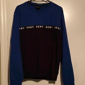DKNY Men's Blue and Black Sweatshirt Large